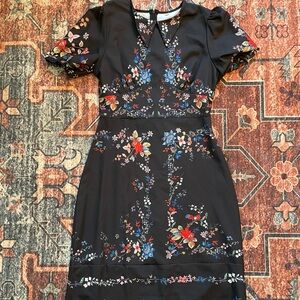 Floral Collared Black Maxi Dress